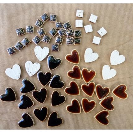 Ceramic Tiles Hearts Squares MCMTiles Brown 50 Pieces