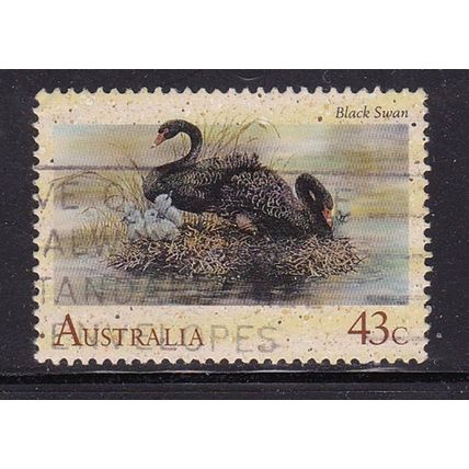 AUSTRALIA 1991 WATERBIRDS 43c BLACK SWAN USED SG1280