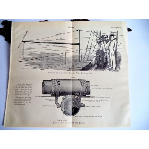 Antique Nautical Print Depth Sounding Machine Motor Navy Litho Poster Art decor