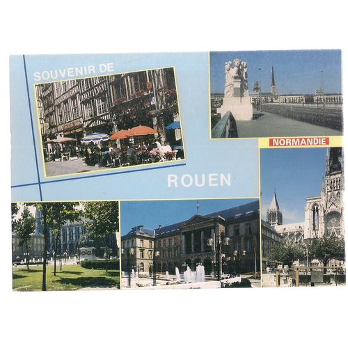 ROUEN, FRANCE unused vintage postcard multiview =