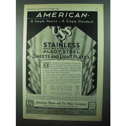 1931 American Sheet and Tin Plate Company Ad - Source