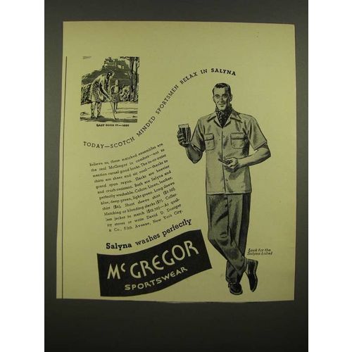 1939 McGregor Sportswear Ad - Scotch Minded Sportsmen Relax in Salyna