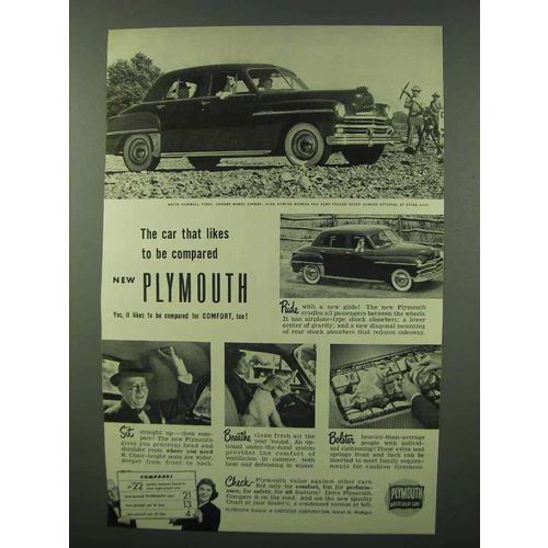 1949 Plymouth Cars Ad - to Be Compared