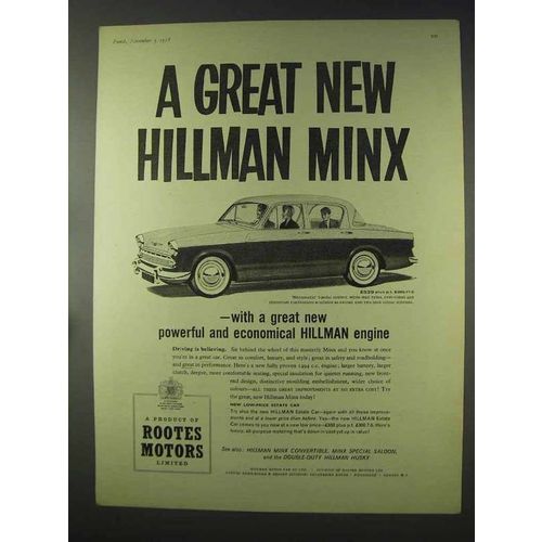 1958 Hillman Minx Car Ad - Great New