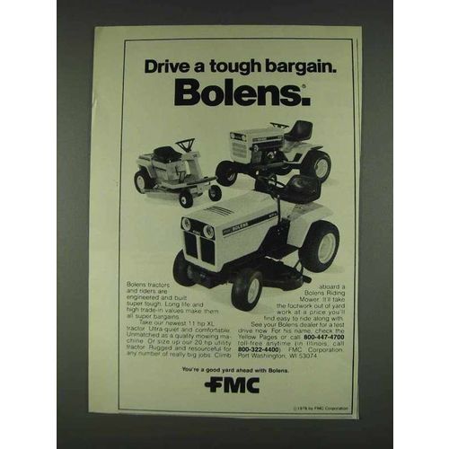 1978 FMC Bolens Riding Mowers Ad - Tough Bargain