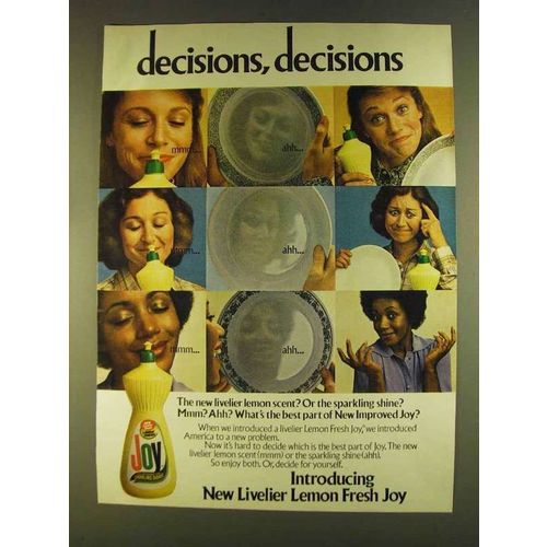 1980 Lemon Fresh Joy Ad - Decisions, Decisions