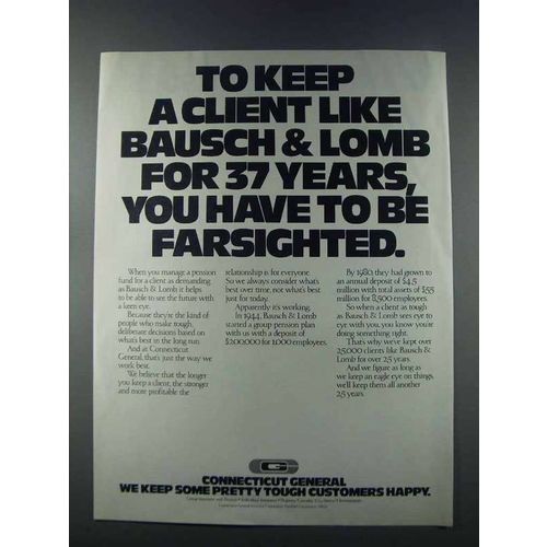1981 Connecticut General Ad - Client Bausch & Lomb