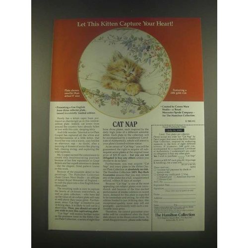 1985 Hamilton Collection Ad - Crown Ware Cat Nap Plate