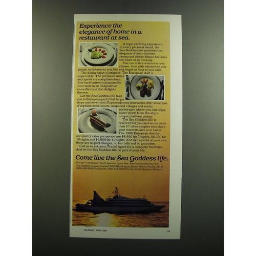 1986 Sea Goddess Cruise Ad - Experience the elegance of home in a restaurant