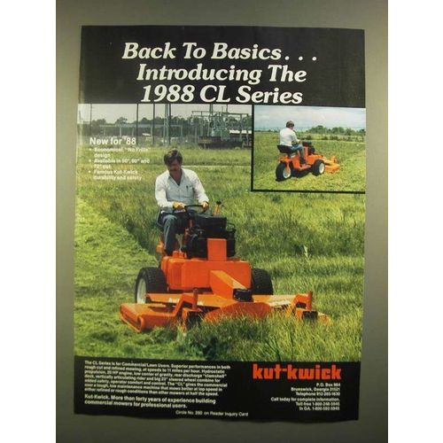 1988 Kut-Kwick CL Series Mowers Ad - Back to Basics