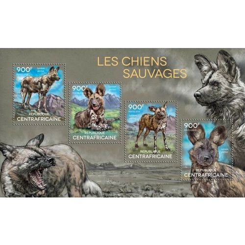 CENTRAL AFRICA 2014 SHEET MNH WILD DOGS CHIENS SAUVAGES WILDLIFE WILDHUNDE 5