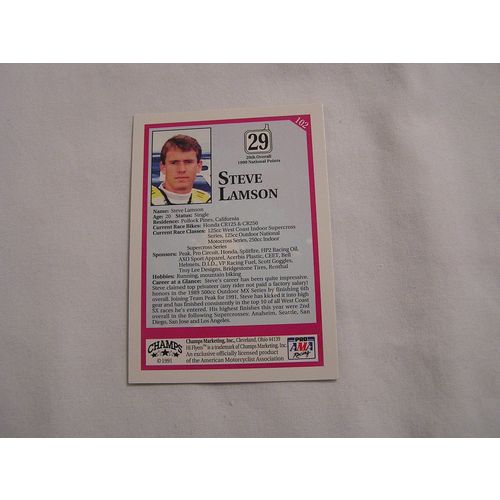 Steve Lamson 1991 Champs Hi Flyers Motocross NO. 102
