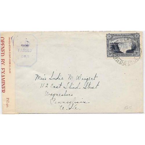 Southern Rhodesia Censored Bulawayo to USA CENSORED 1944