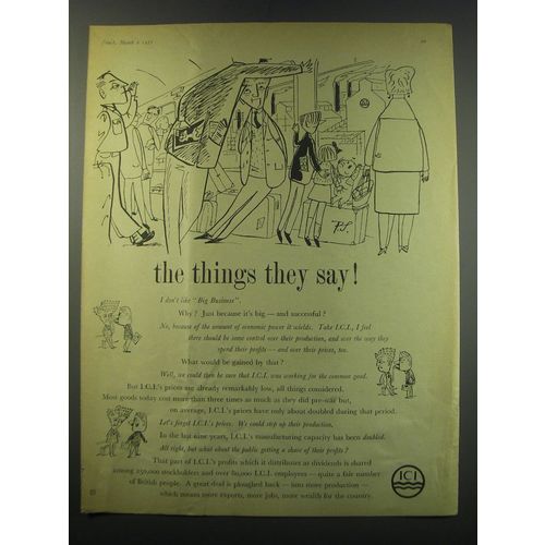 1957 ICI Imperial Chemical Industries Ad - I don't like Big Business