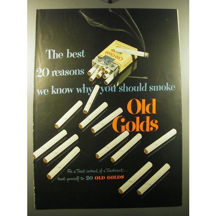 1950 Old Gold Cigarettes Ad - The best 20 reasons we know why you should smoke