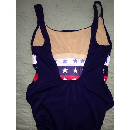 LIZ CLAIBORNE LIZSPORT Navy Blue w/Red White Blue Patriotic Stars Swimsuit-14