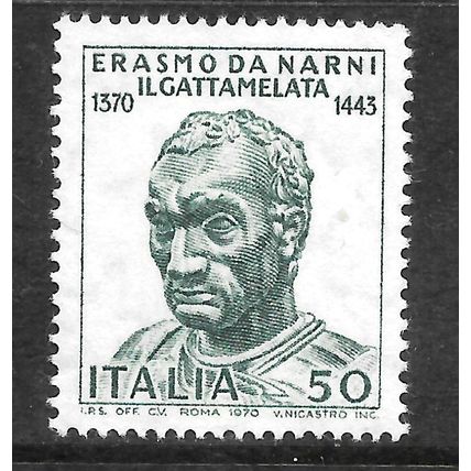 ITALY 1970 ERASMO DA NARNI 50L GREEN SG 1259 M MINT
