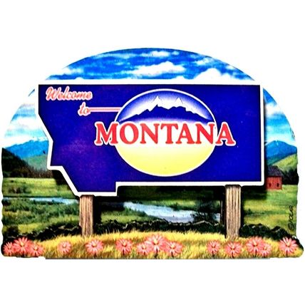 Montana State Welcome Sign Artwood Fridge Magnet