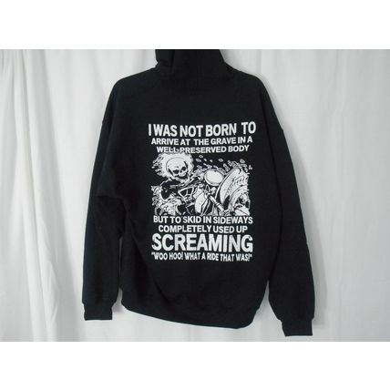 Motorcycle Rider Screaming Skeleton What a Ride that Was! Hoodie Pullover.