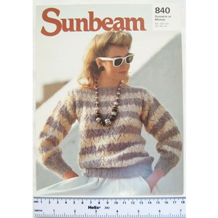 1984 Sunbeam 840 dropped shoulder sweater with lacy stripes, mohair