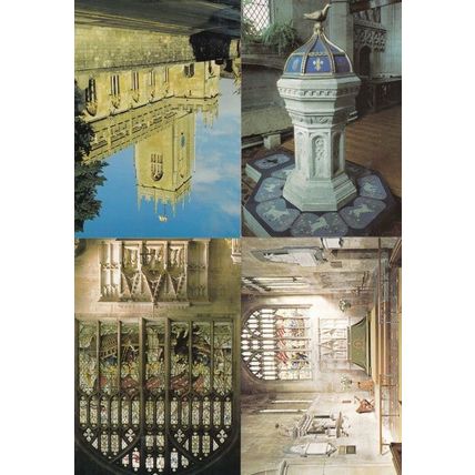 St Peters Church Winchcombe Gloucester Font Stained Glass Window 4x Postcard s