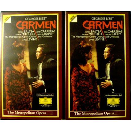 GEORGES BIZET CARMEN 2 VOLUME VHS VIDEOTAPE SET with JOSE CARRERAS JAMES LEVINE
