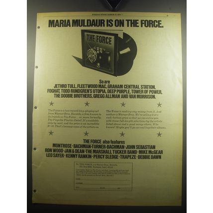1975 Warner Bros. Records The Force Album Ad - Maria Muldaur is on The Force