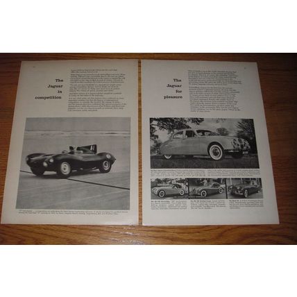 1956 Jaguar Car Ad - D Type, 2.4 Sedan, XK-140 Convertible, XK-140 Hardtop Coupe