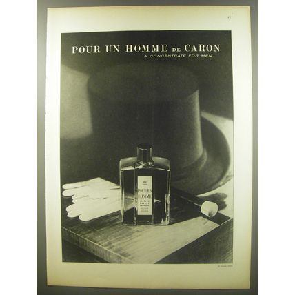 1956 Caron Pour un Homme Cologne Ad - A concentrate for Men