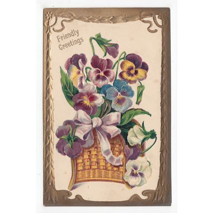 Embossed Flowers Friendly Greetings Postcard