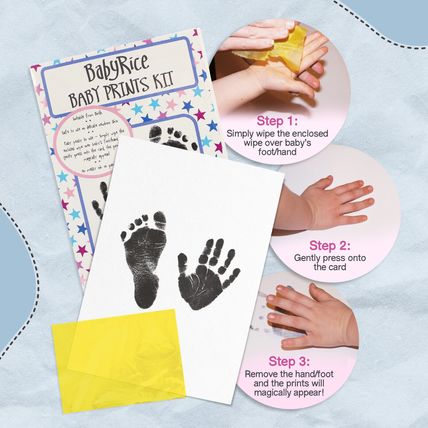 Personalised New Baby Keepsake Gift Boy Girl Hand Prints Footprints Kit Photo A4