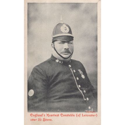 Leicester Police England's Heaviest PC Constable Antique Rare Postcard