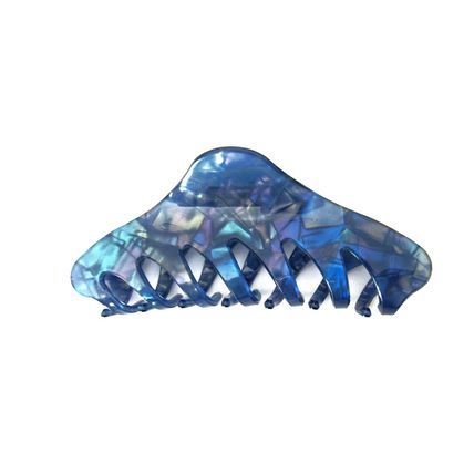 Long iridescent blue abalone sea shell effect hair claw clamp clip