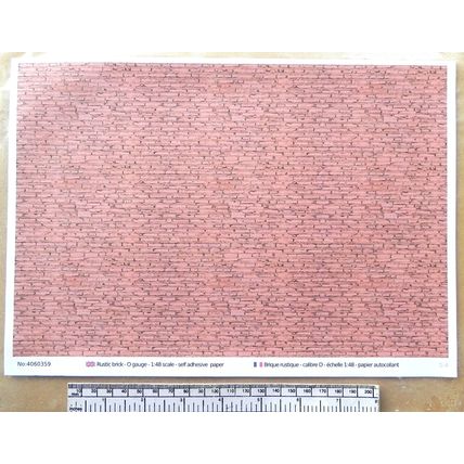 Papier autocollant brique rustique pour O gauge - échelle 1:48 - feuille A4
