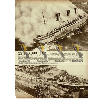 Atlantique, Luxury Liner On Fire, 1933, Book Illustration, 1938