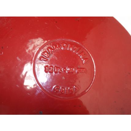 Vintage Tramontina 12" Frying Pan Cast Iron Maroon Enameled
