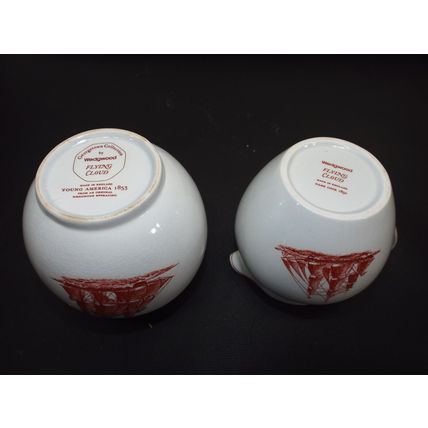 MINT Vintage Wedgwood Flying Cloud Red Creamer Sugar Bowl SET Young America 1853