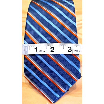 Cremieux Men's Multi Striped Navy Rust Gold 100% Silk Neck Tie Rare Design