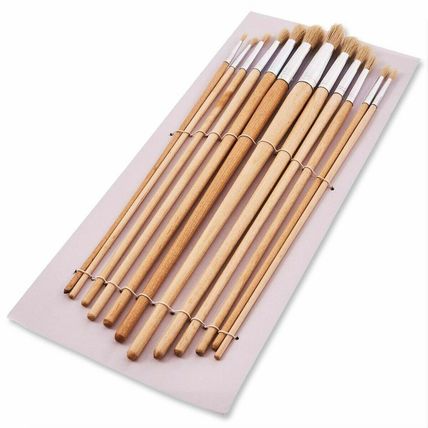 12PC LONG HANDLE WOODEN ROUND HEAD ARTIST PAINT BRUSH SETS Art Craft Brushes NEW