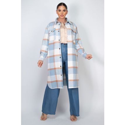 Plaid Buttoned Shacket Coat