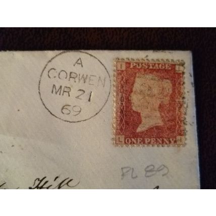 1869 GB QV 1d Red stamp 89 cover Corwen Pamplin Lavender Hill Wandsworth London