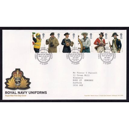 Great Britain QEII 2009 FDC Royal Navy Uniforms Portsmouth Postmark