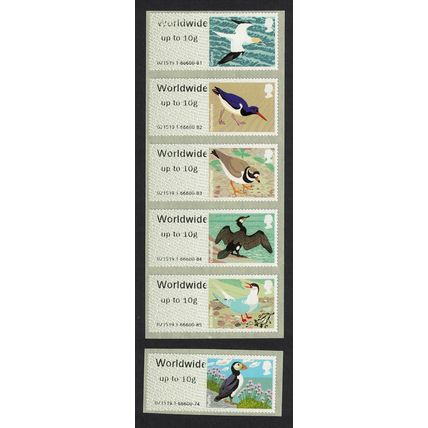 Great Britain Birds Post and Go Worldwide 10gr 6v FV£16.80 2011 MNH