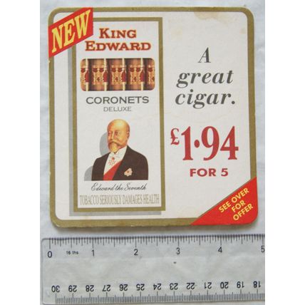 Beer Mat - King Edward Coronets Deluxe Cigars