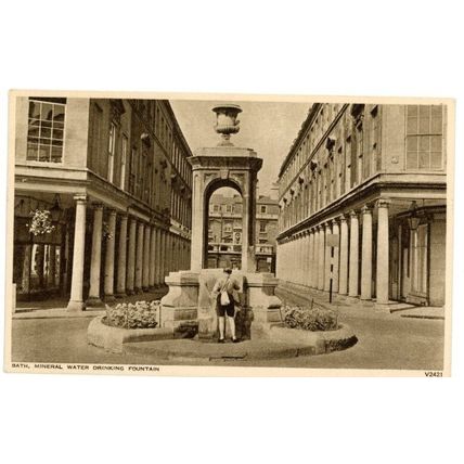 POSTCARD Bath Mineral Water Drinking Fountain Sepia Photochrom Unposted