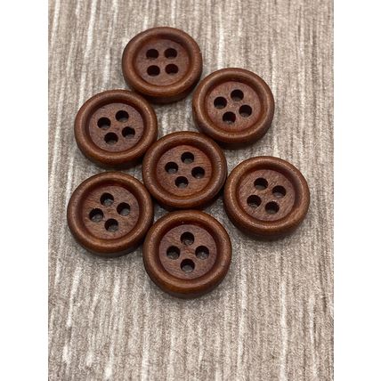 13mm Brown Wooden Buttons Sewing Knitting Cardigan 4 Hole Rim Edge Flat Back