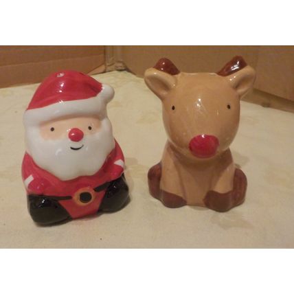 Christmas Santa & Rudolph Salt & Pepper Shakers (Boxed) - NEW
