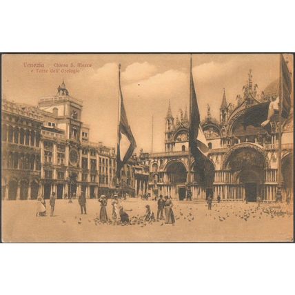 Chiesa San Marco e Torre dell' Orologio, Venezia, 1914 - Scrocchi Cartolina