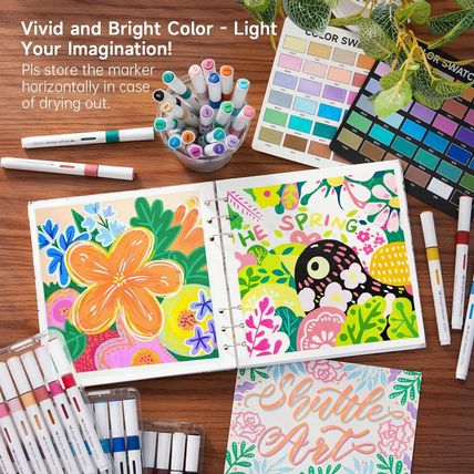 Shuttle Art Automatic Ink Control Acrylic Paint Markers, 60 Colors Brush Tip Acr