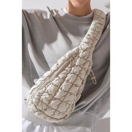 White Marshmallow Quilted Drawstring Decor Sling Bag